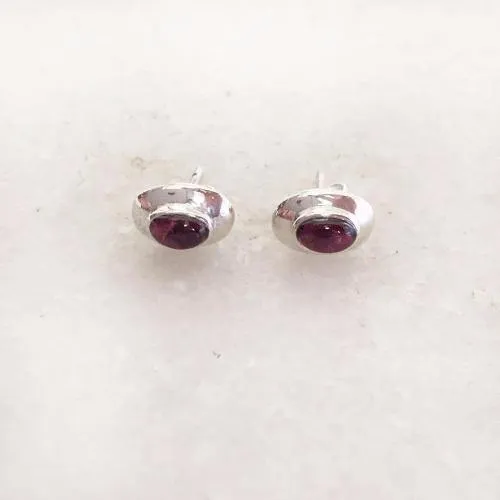 Garnet Silver Stud