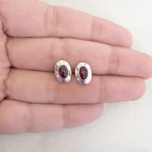 Garnet Silver Stud