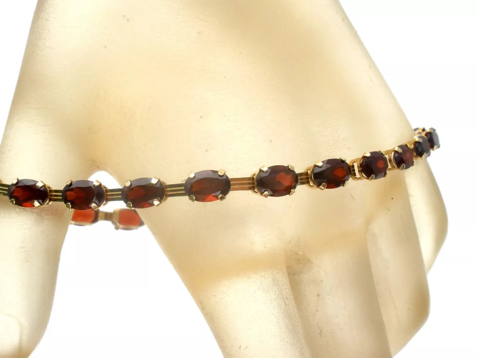 Garnet Tennis Bracelet 10K Yellow Gold Vintage