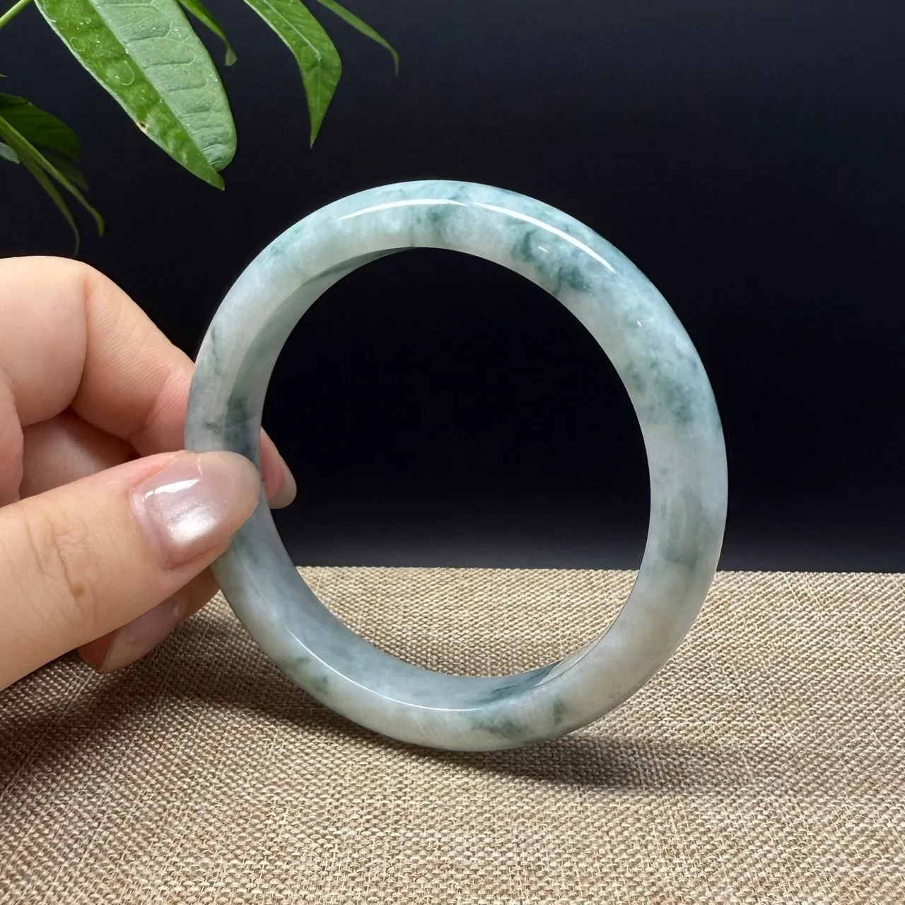 Genuine Burmese Blue Green Jade Jadeite Bangle Bracelet ( 60.6mm )