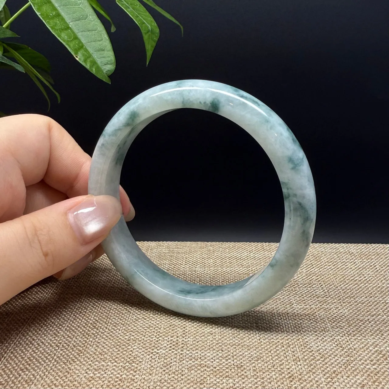 Genuine Burmese Blue Green Jade Jadeite Bangle Bracelet ( 60.6mm )