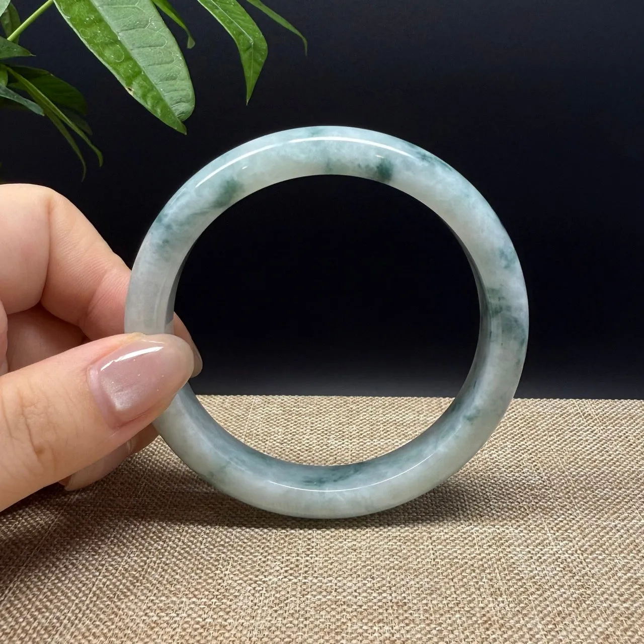 Genuine Burmese Blue Green Jade Jadeite Bangle Bracelet ( 60.6mm )