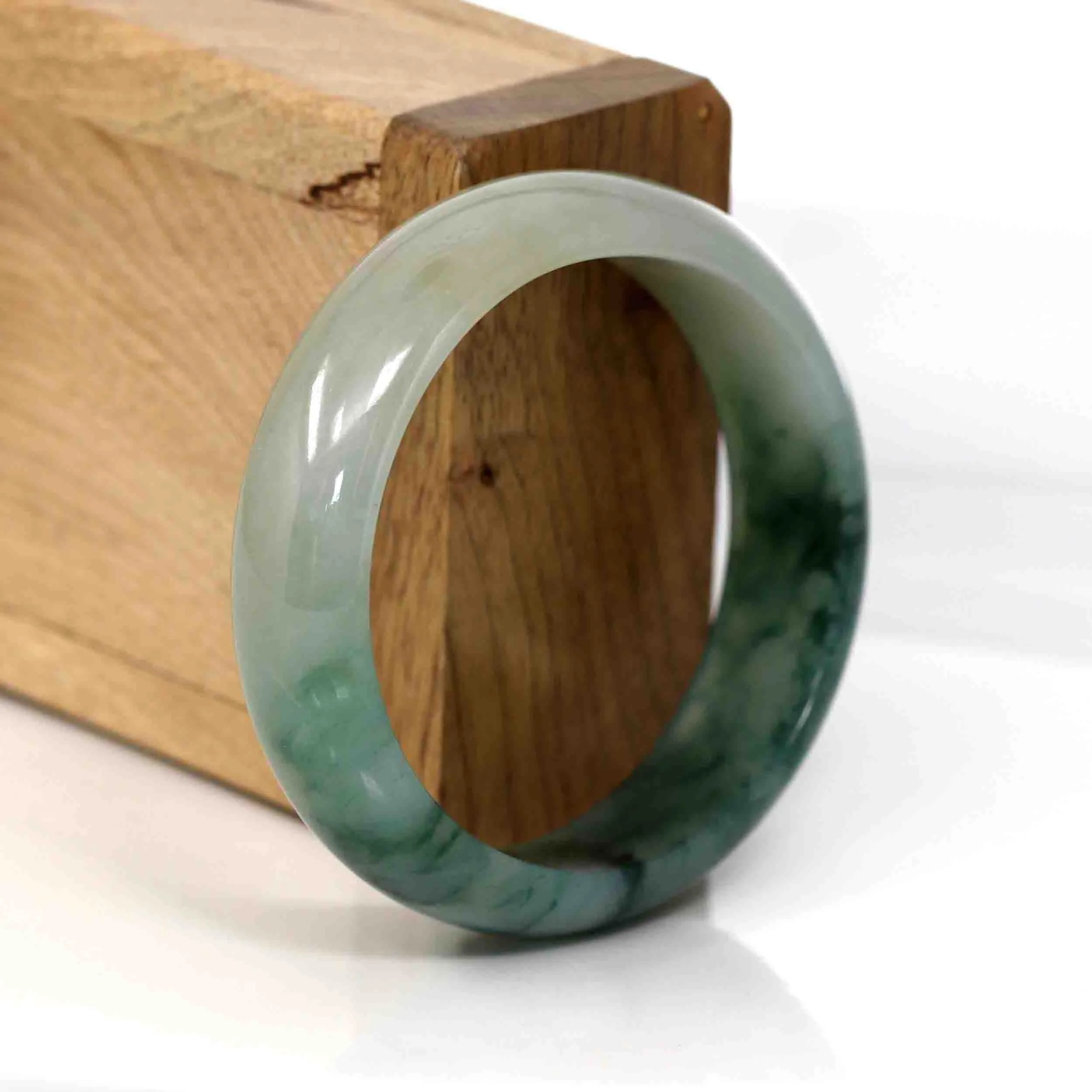 Genuine Burmese Ice Blue-green Jadeite Jade Oval Bangle (56.74 mm) #291