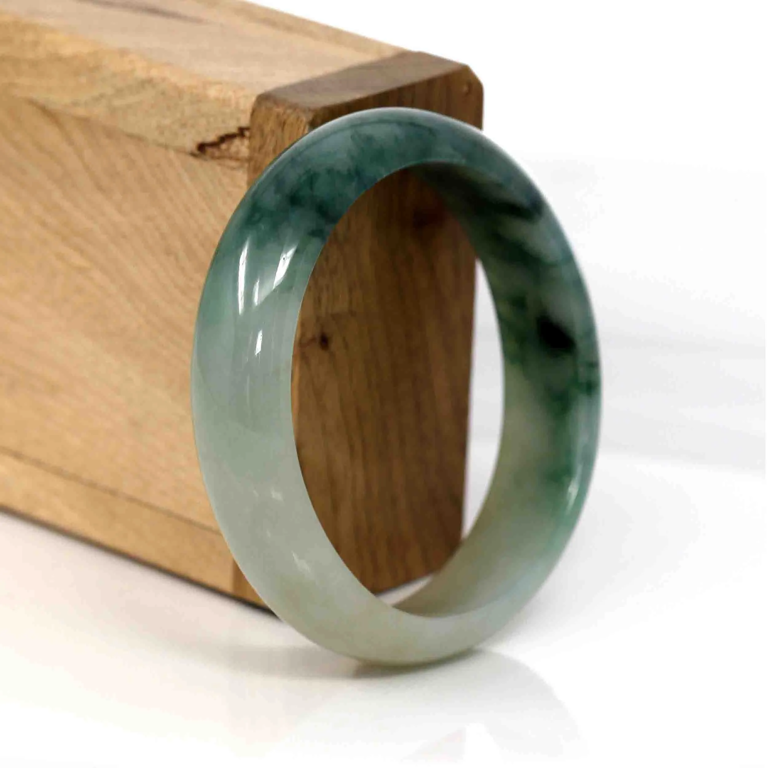 Genuine Burmese Ice Blue-green Jadeite Jade Oval Bangle (56.74 mm) #291