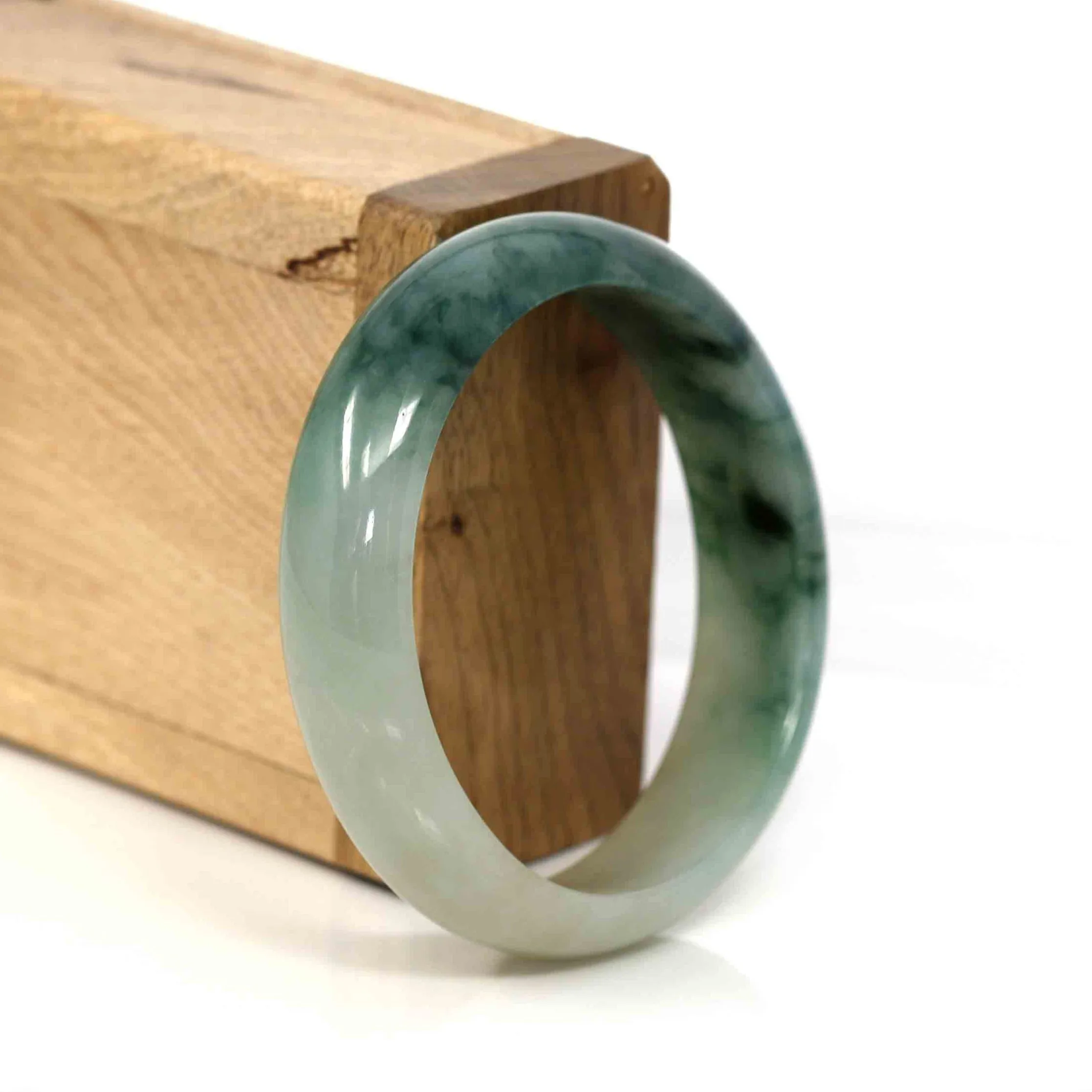 Genuine Burmese Ice Blue-green Jadeite Jade Oval Bangle (56.74 mm) #291