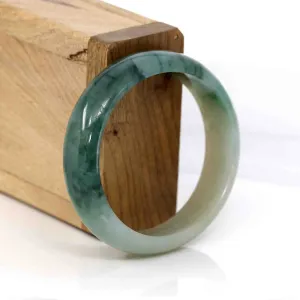 Genuine Burmese Ice Blue-green Jadeite Jade Oval Bangle (56.74 mm) #291
