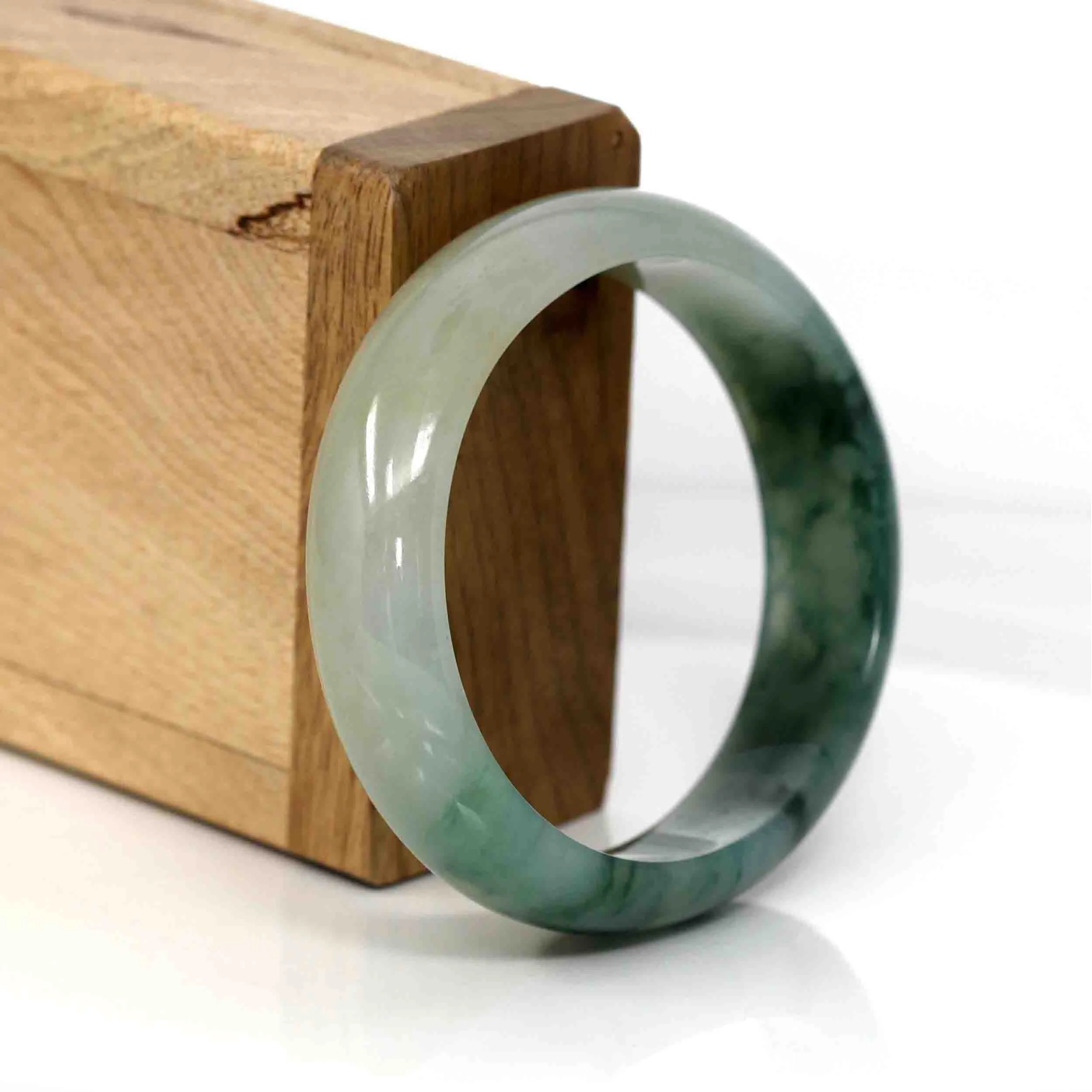 Genuine Burmese Ice Blue-green Jadeite Jade Oval Bangle (56.74 mm) #291