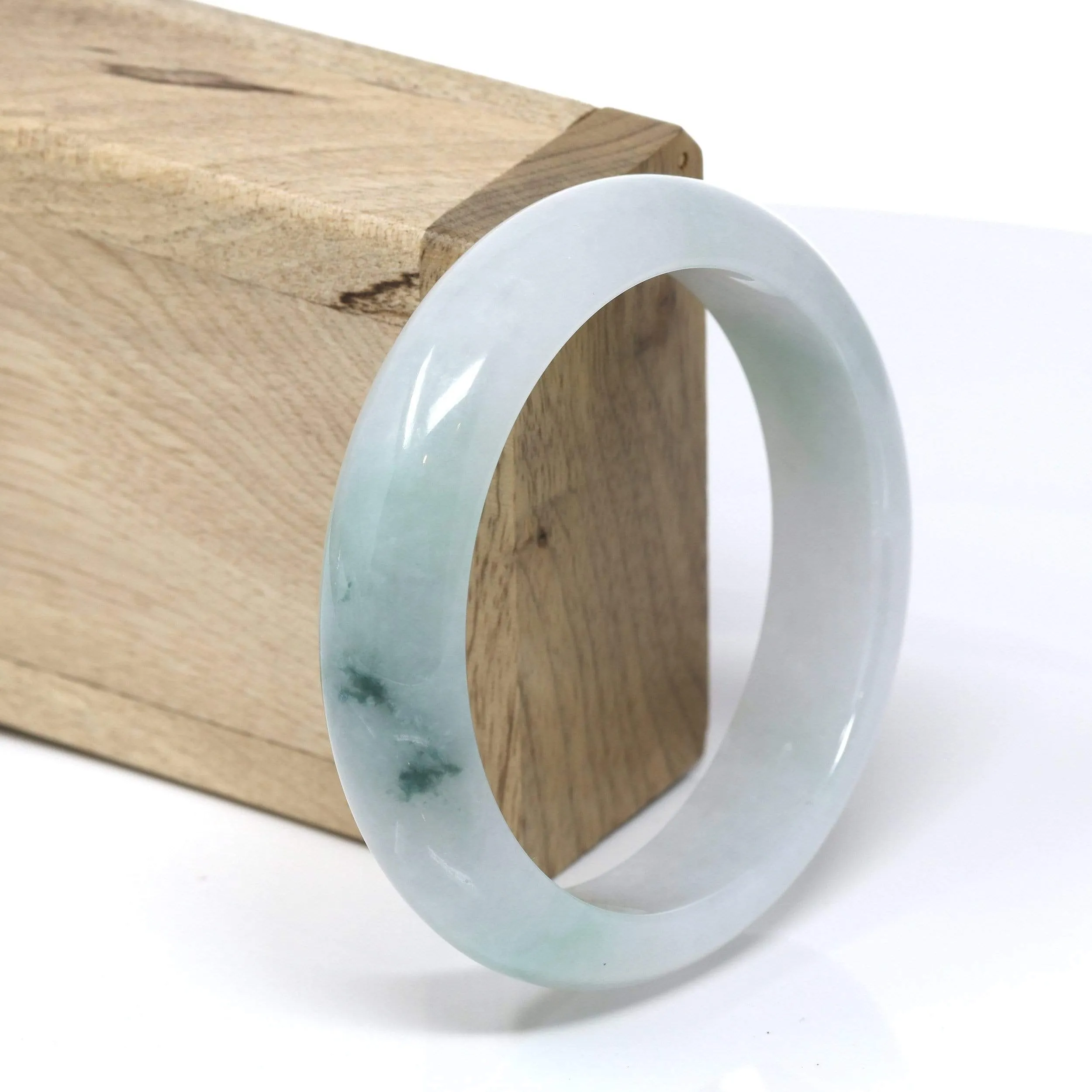Genuine Burmese Ice Jadeite Jade Bangle Bracelet ( 58.5 mm )#538