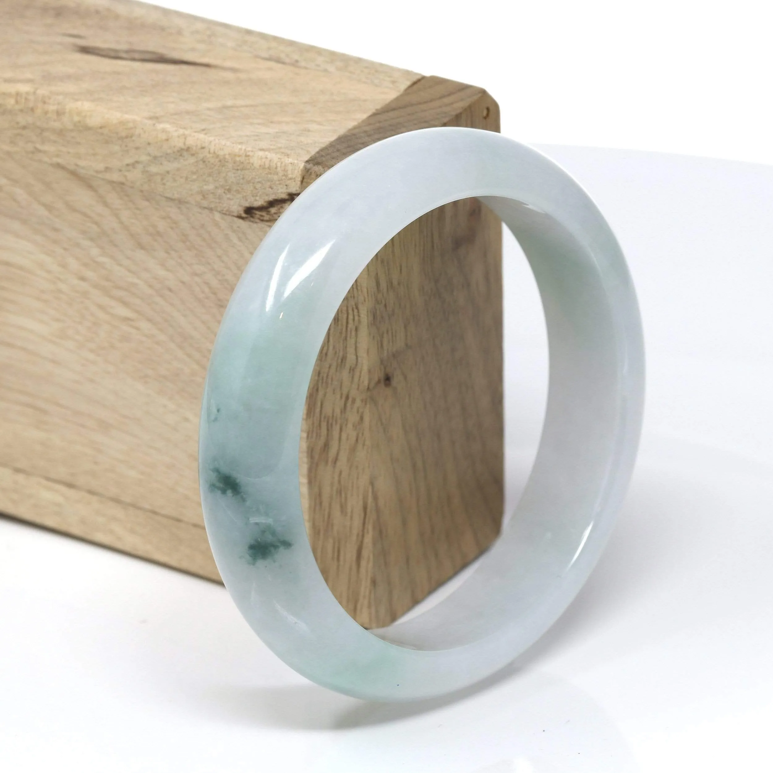 Genuine Burmese Ice Jadeite Jade Bangle Bracelet ( 58.5 mm )#538