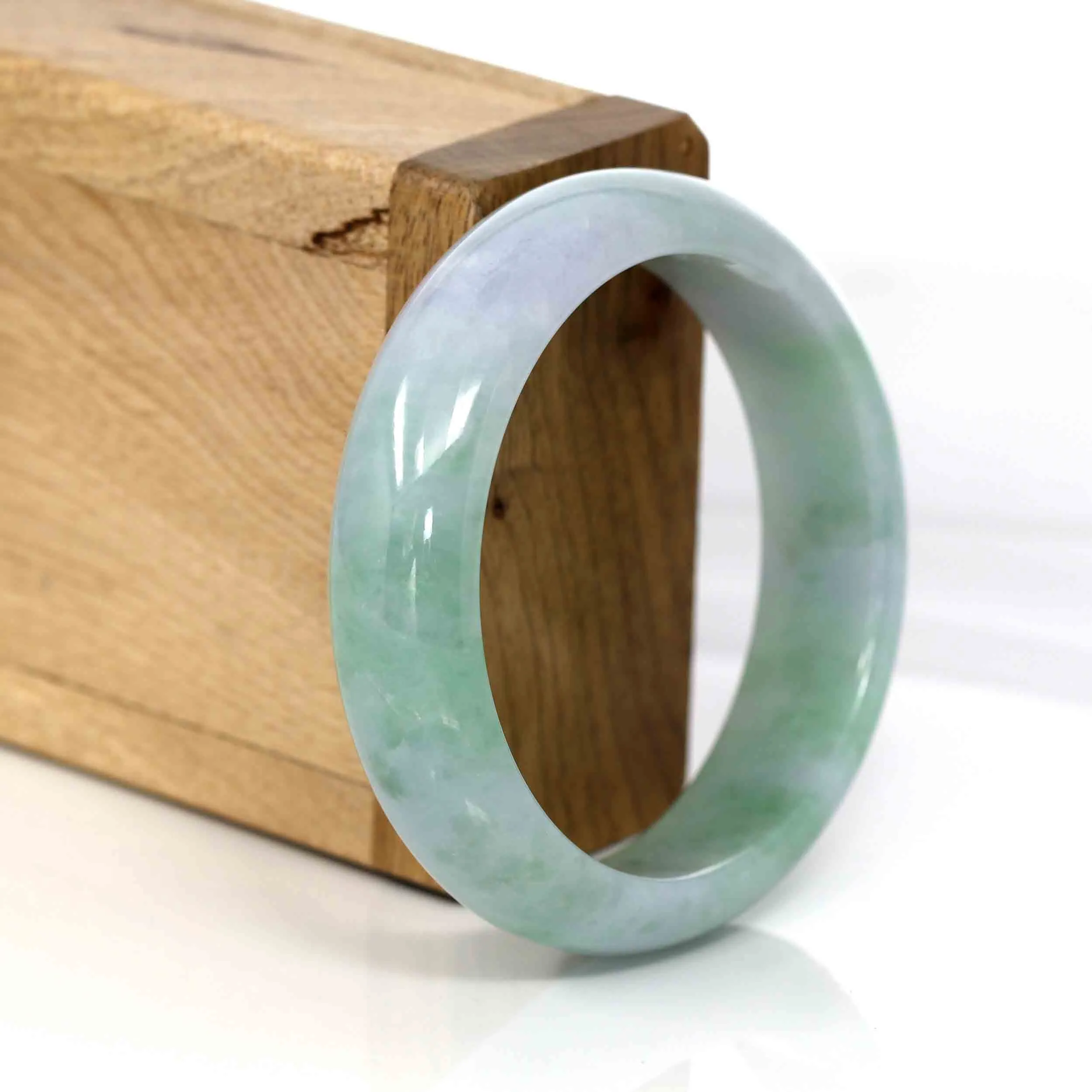 Genuine Burmese Lavender Green Jadeite Jade Bangle Bracelet (54.66 mm) #564