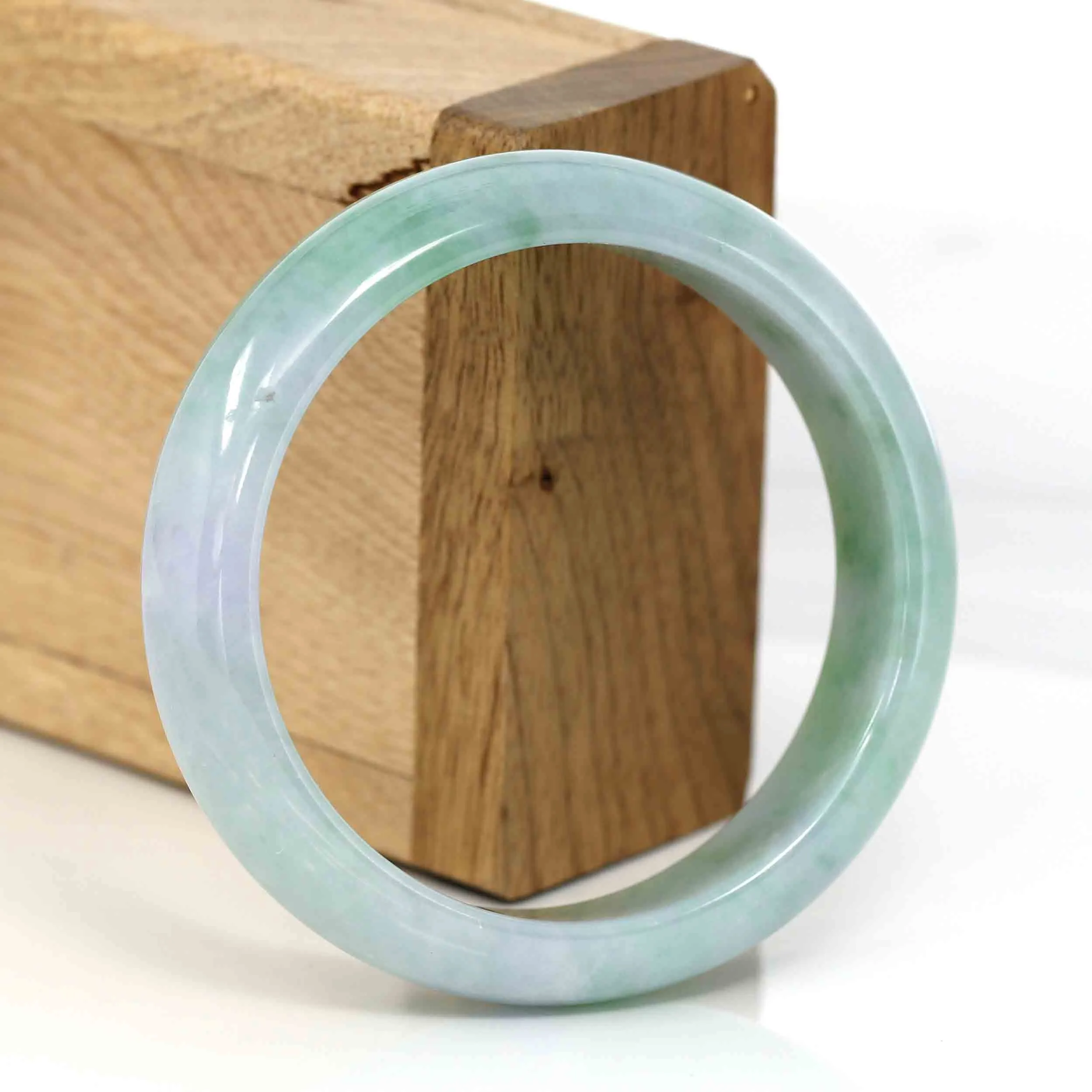Genuine Burmese Lavender Green Jadeite Jade Bangle Bracelet (54.66 mm) #564