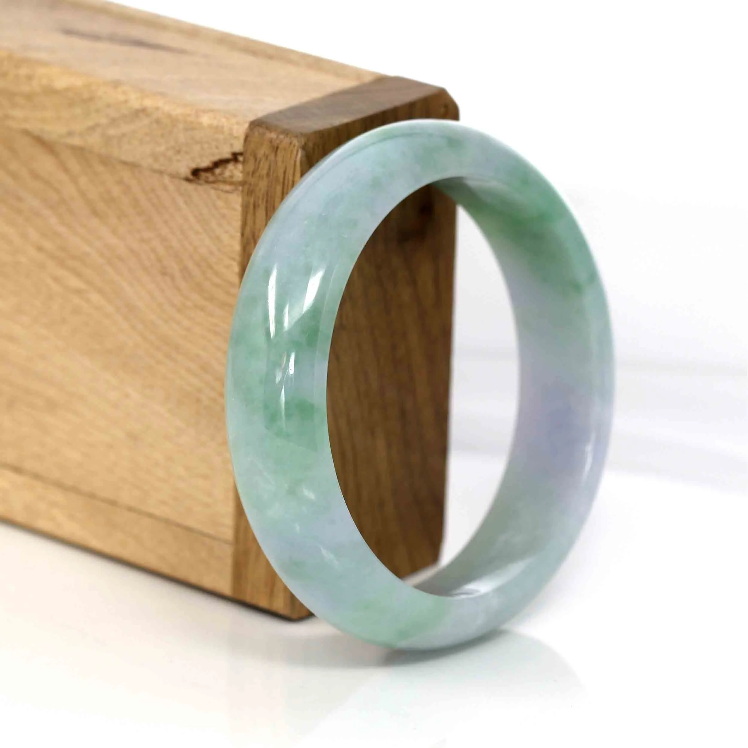 Genuine Burmese Lavender Green Jadeite Jade Bangle Bracelet (54.66 mm) #564