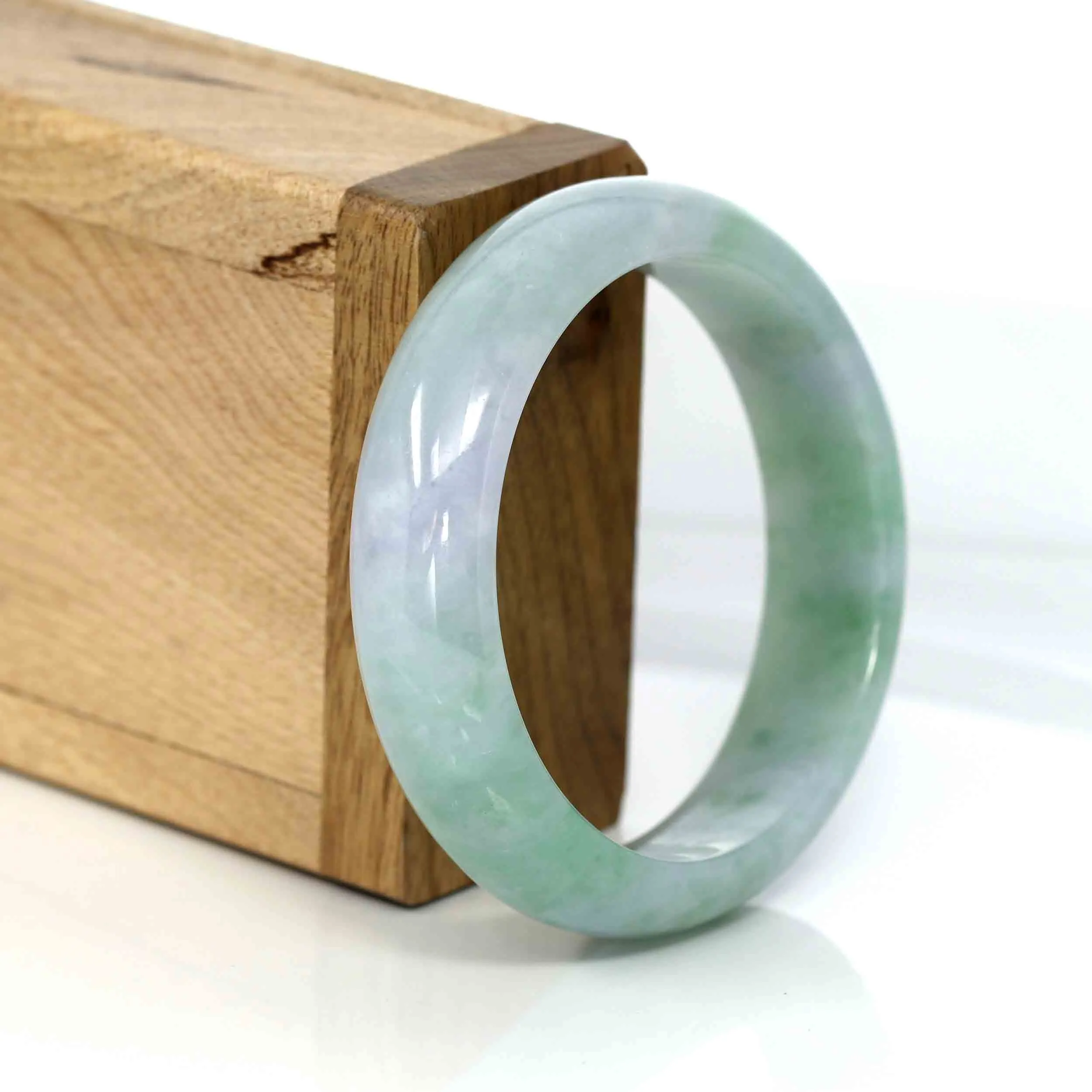 Genuine Burmese Lavender Green Jadeite Jade Bangle Bracelet (54.66 mm) #564