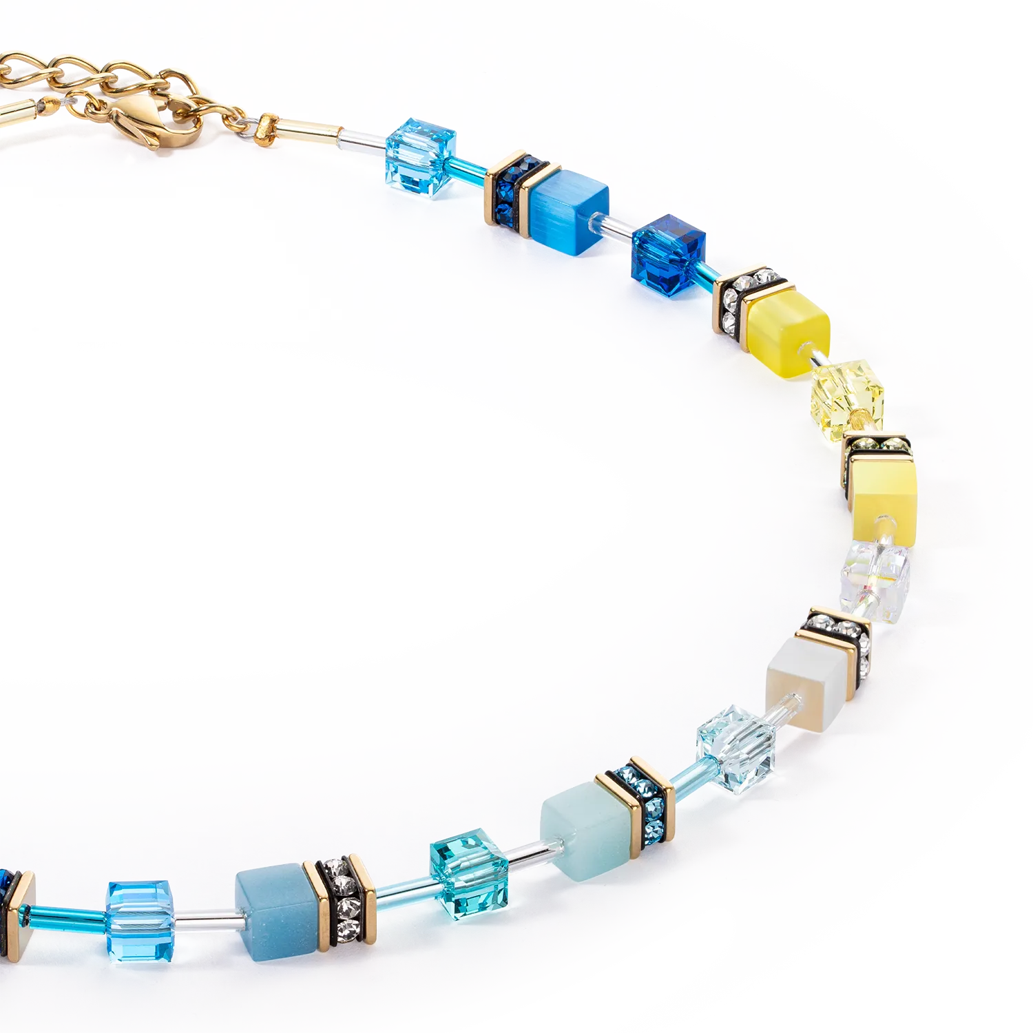 GeoCUBE® Iconic necklace turquoise-yellow