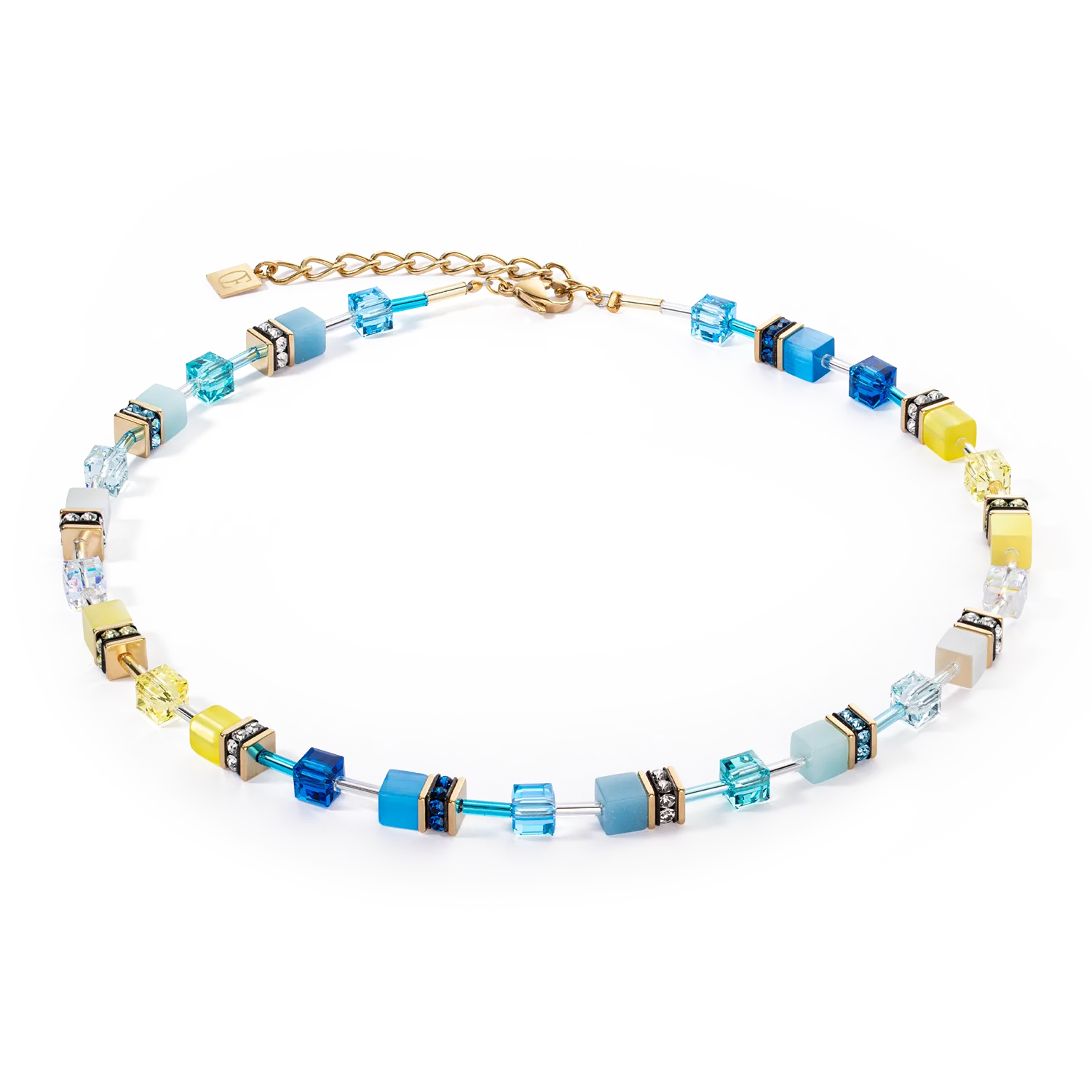 GeoCUBE® Iconic necklace turquoise-yellow