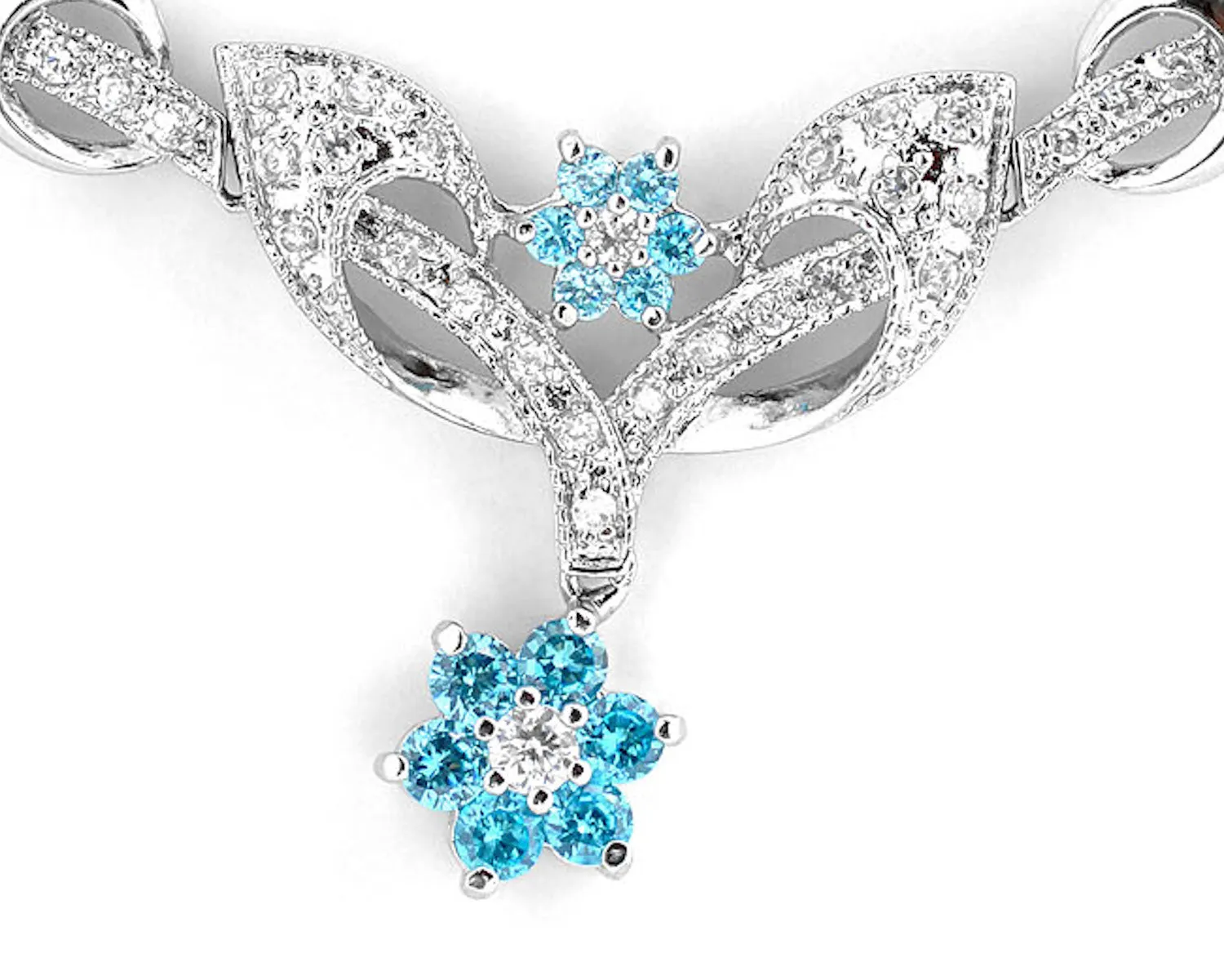 Giselle Blue Topaz Flower Necklace