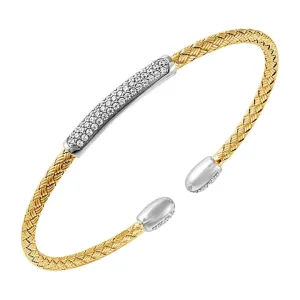 Gold CZ Reversible Flex Cuff Bracelet (SI3293)