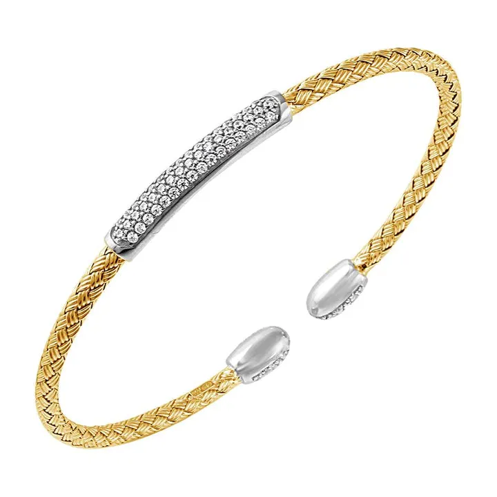Gold CZ Reversible Flex Cuff Bracelet (SI3293)