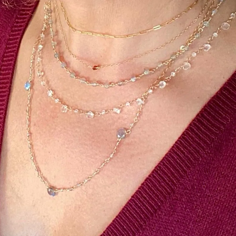 Gold Necklace with Garnet Drop