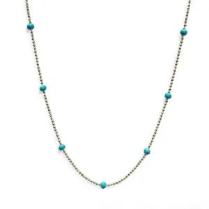 Gold Plated Small Bead Necklace with Turquoise Beads By The Yard