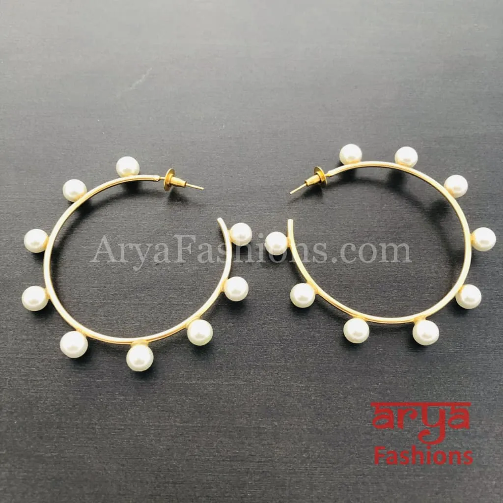 Golden Bali Earrings/ Designer Pearl Earrings