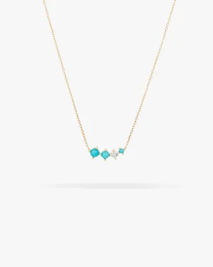 Graduated Turquoise & Diamond Curve Necklace