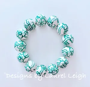 Green Chinoiserie Floral Bracelet