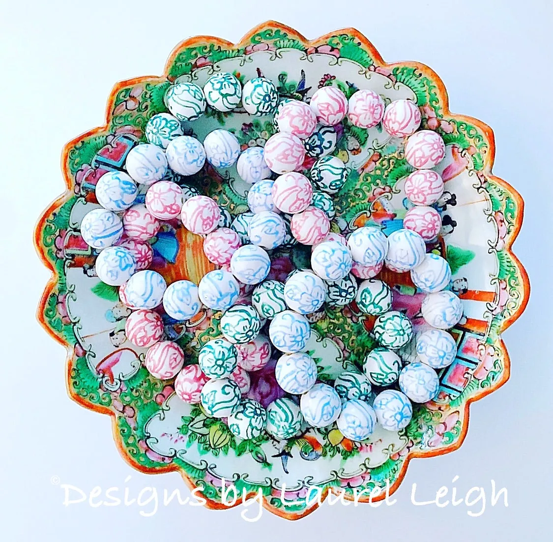 Green Chinoiserie Floral Bracelet