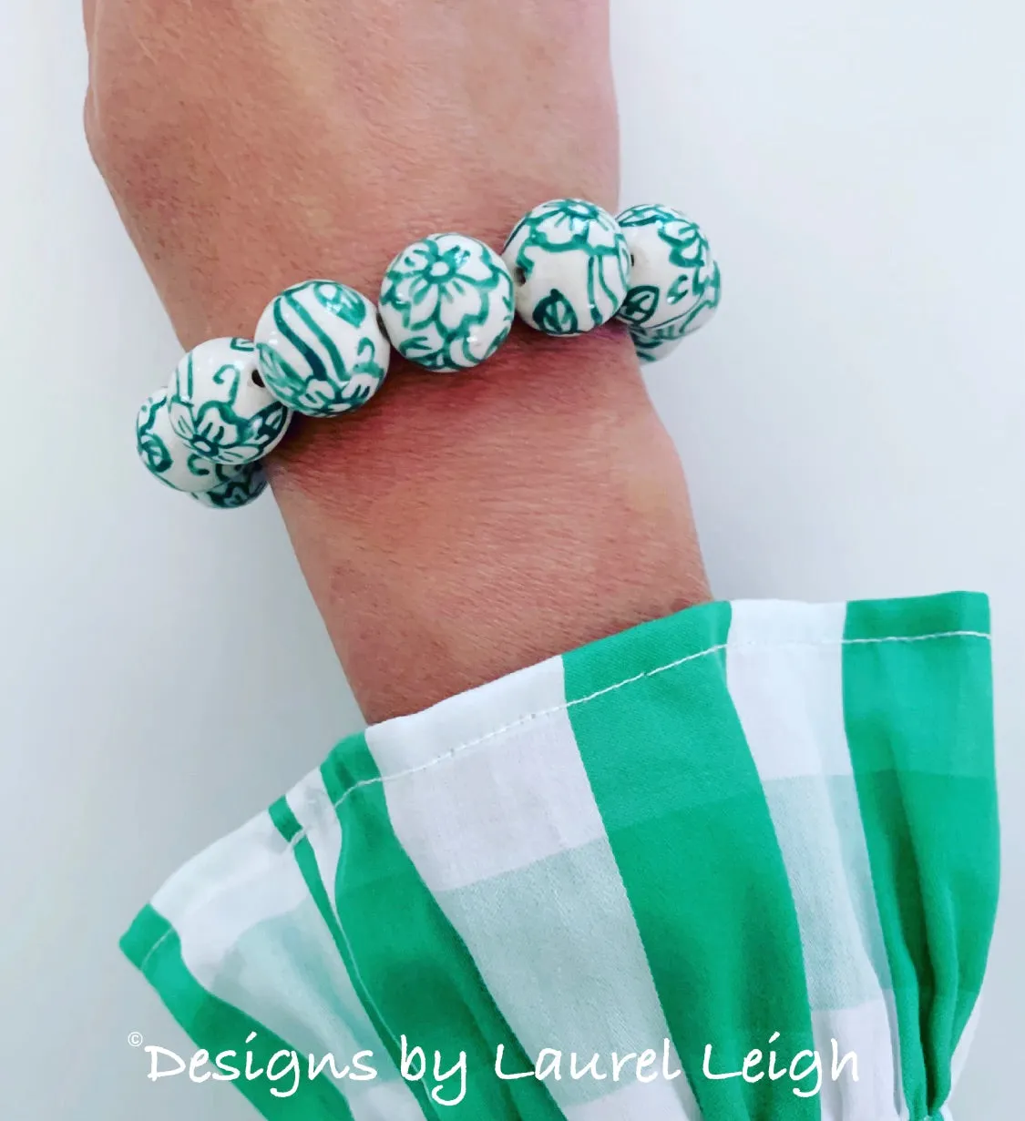 Green Chinoiserie Floral Bracelet