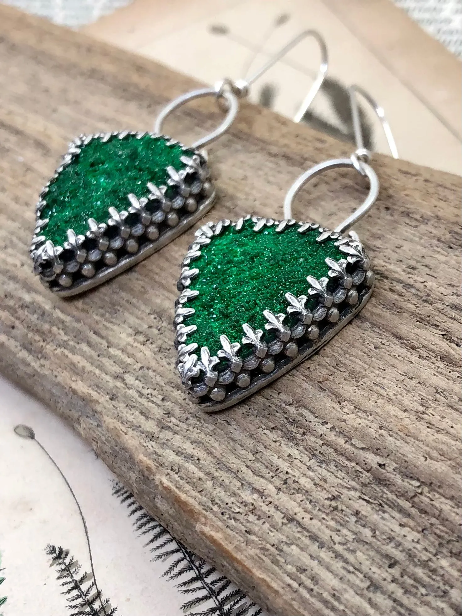 Green Garnet Druzy Earrings
