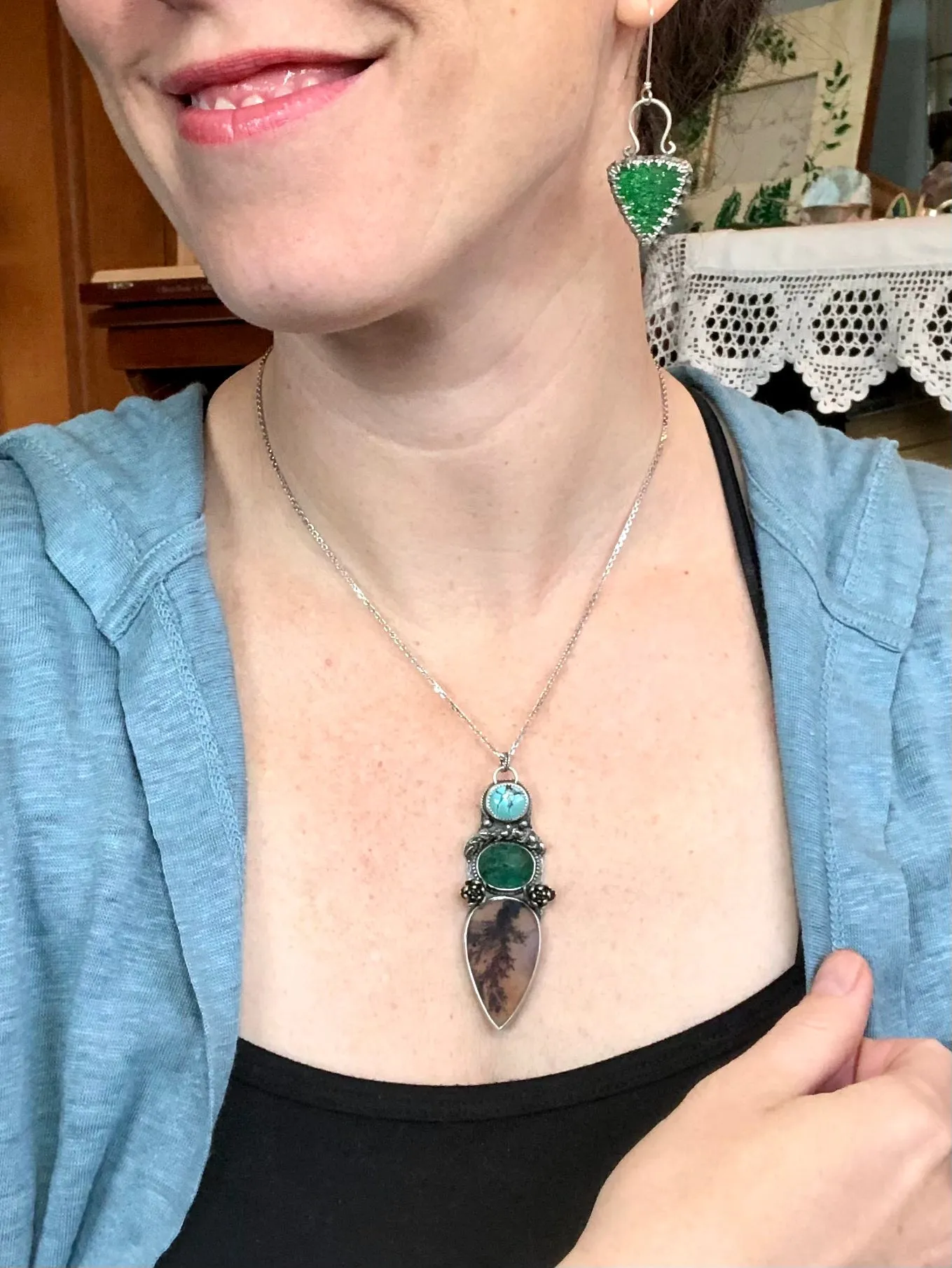 Green Garnet Druzy Earrings