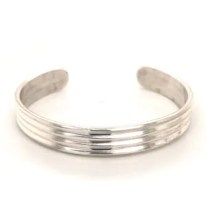 Grooved Sterling Silver Cuff C-Bracelet