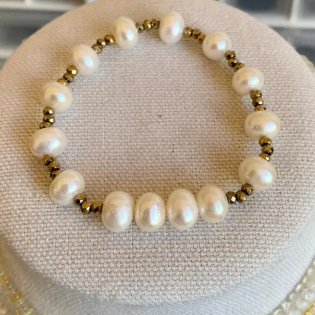 Hematite Bracelet with Pearl
