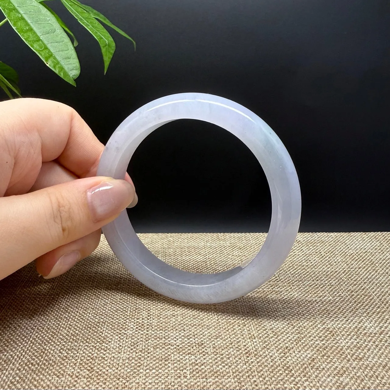 High end Genuine Burmese Lavender Green Jade Jadeite Bangle Bracelet ( 57.2mm )