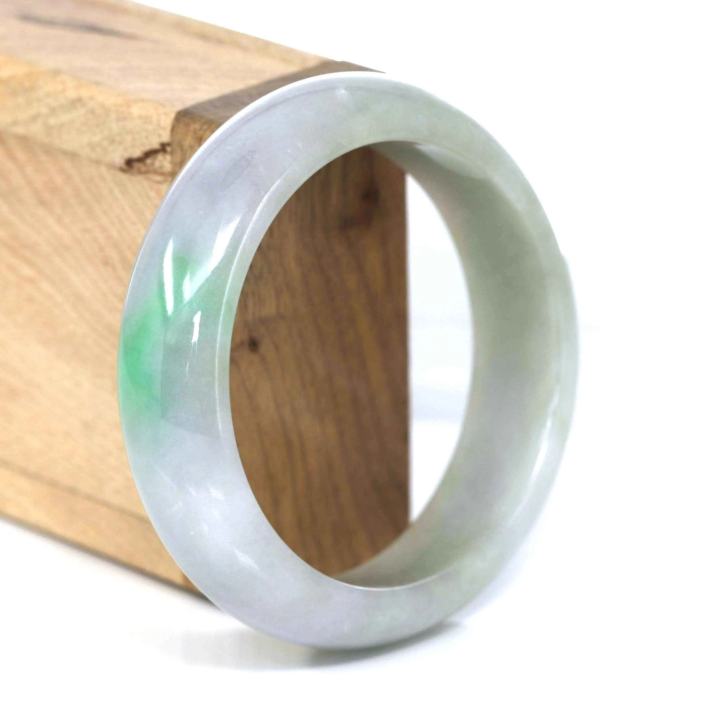 High-quality Lavender-Green Natural Burmese Jadeite Jade Bangle (57.08 mm ) #485