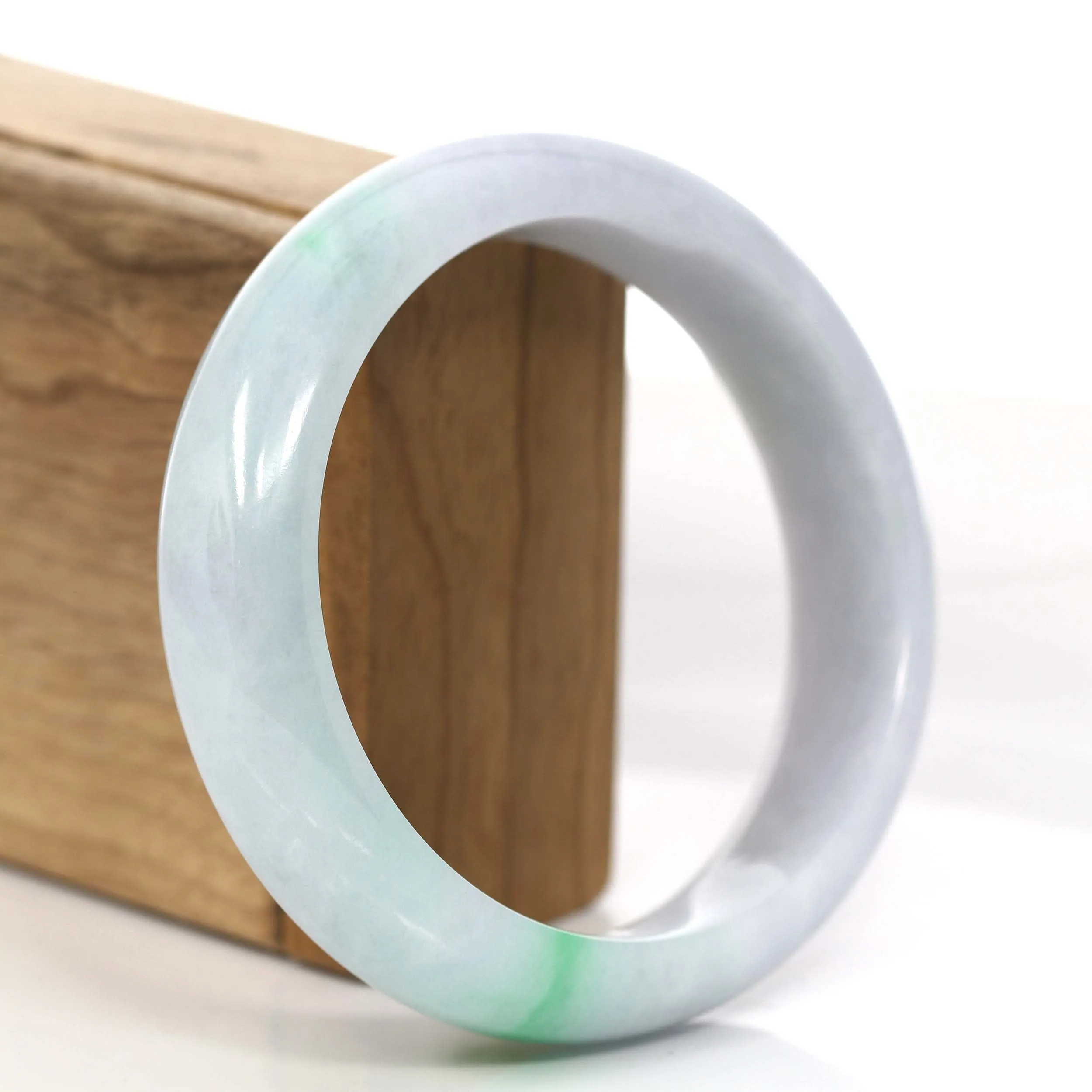 High Quality Natural Light Lavender- Green Jadeite Jade Bangle Bracelet (61.93 mm) #697