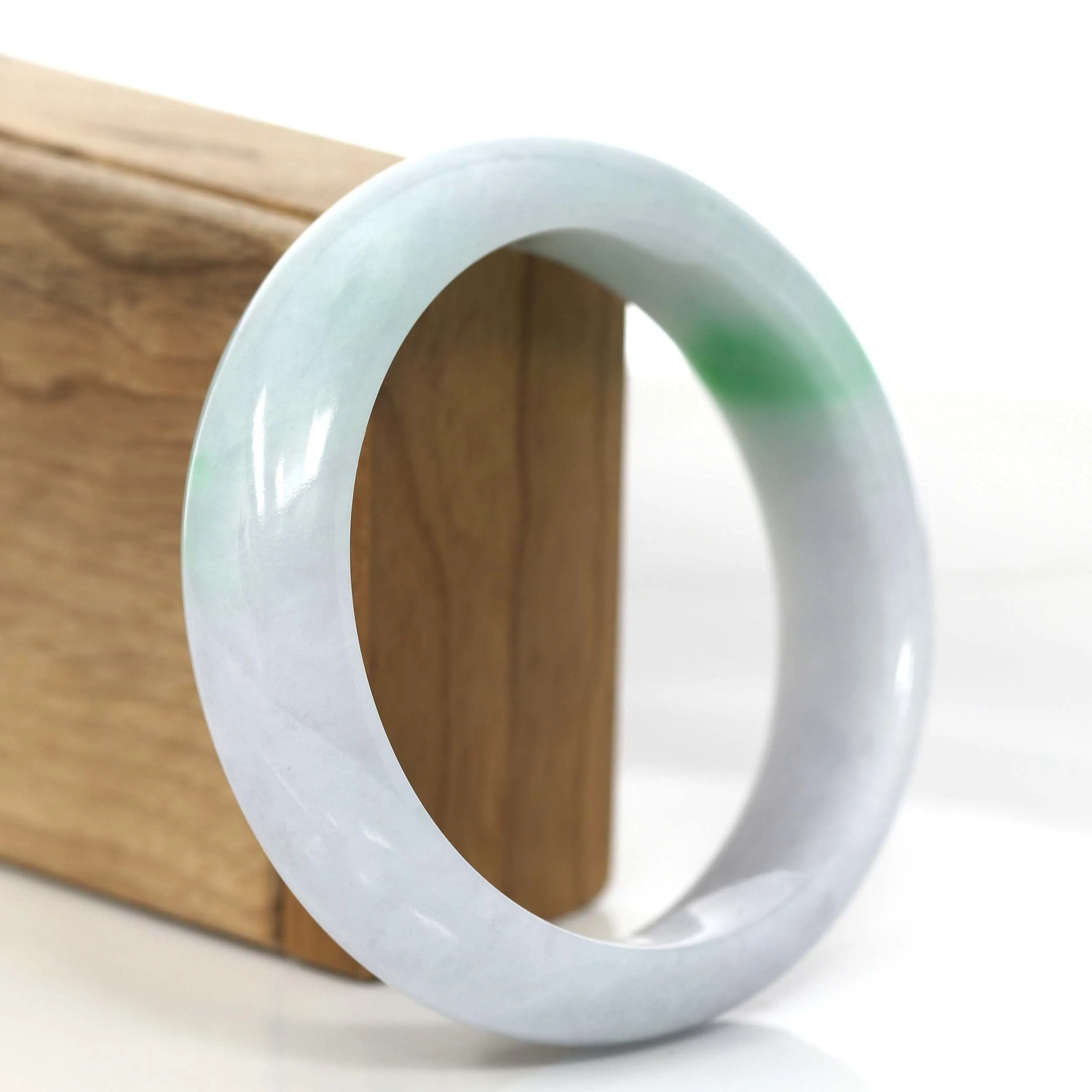 High Quality Natural Light Lavender- Green Jadeite Jade Bangle Bracelet (61.93 mm) #697