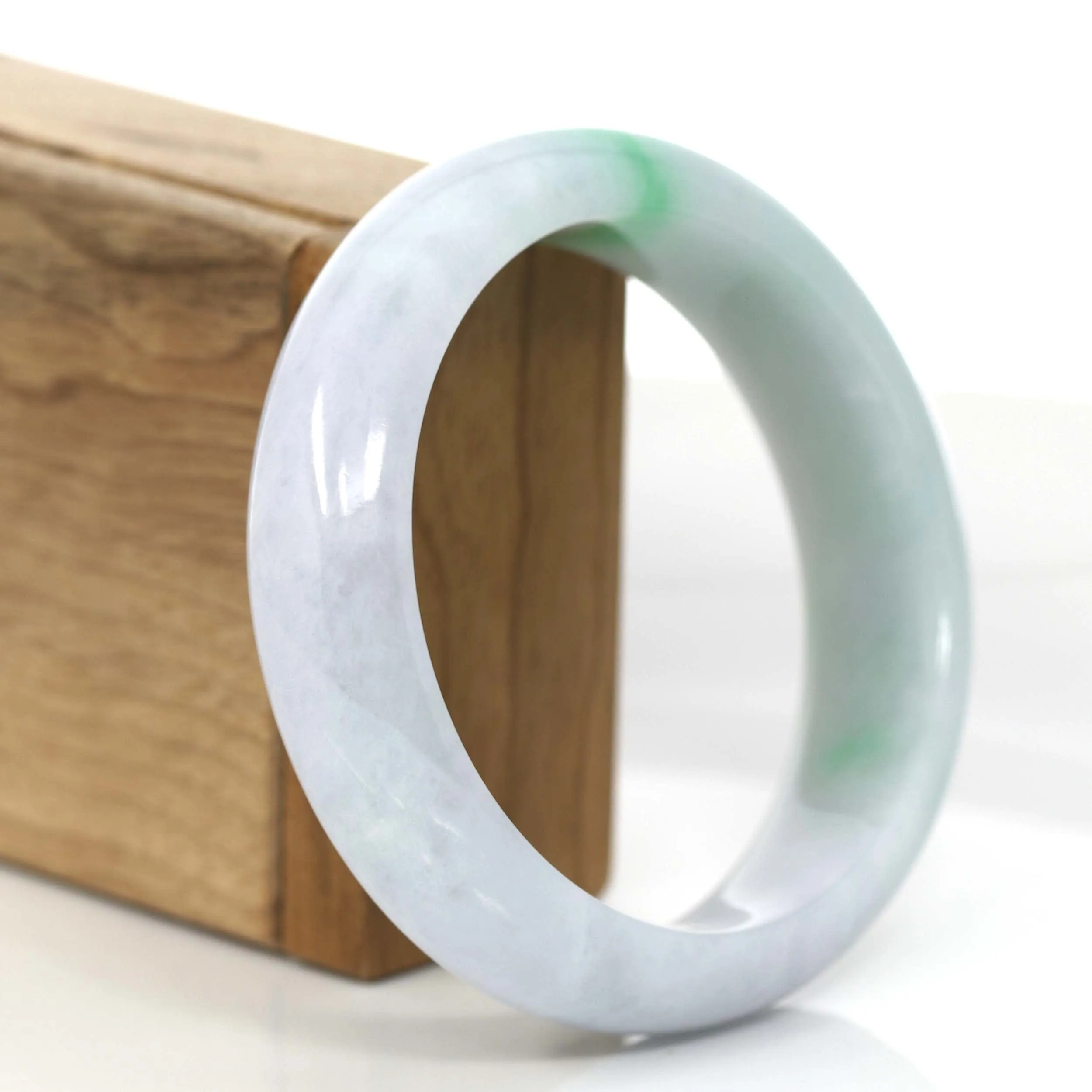 High Quality Natural Light Lavender- Green Jadeite Jade Bangle Bracelet (61.93 mm) #697