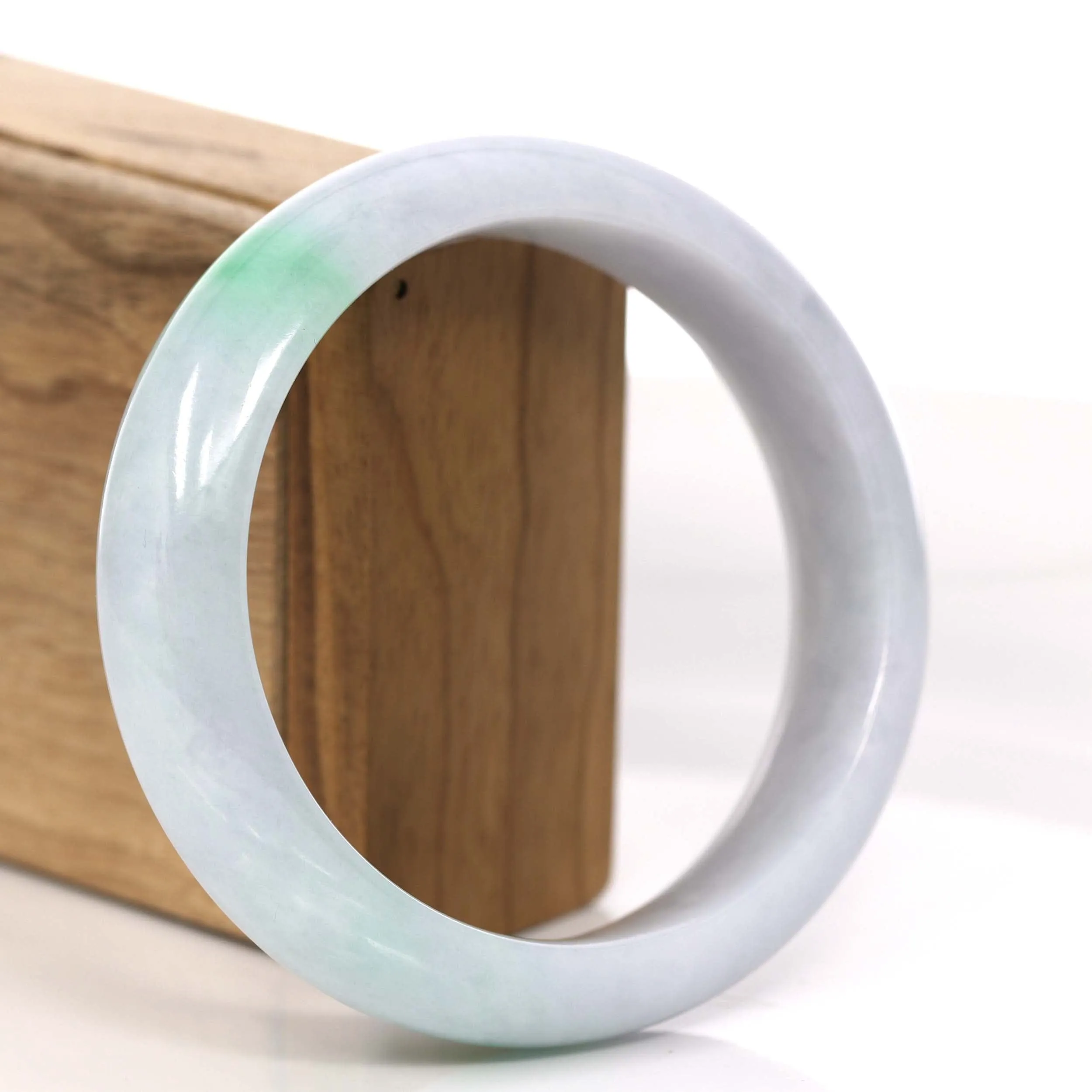 High Quality Natural Light Lavender- Green Jadeite Jade Bangle Bracelet (61.93 mm) #697