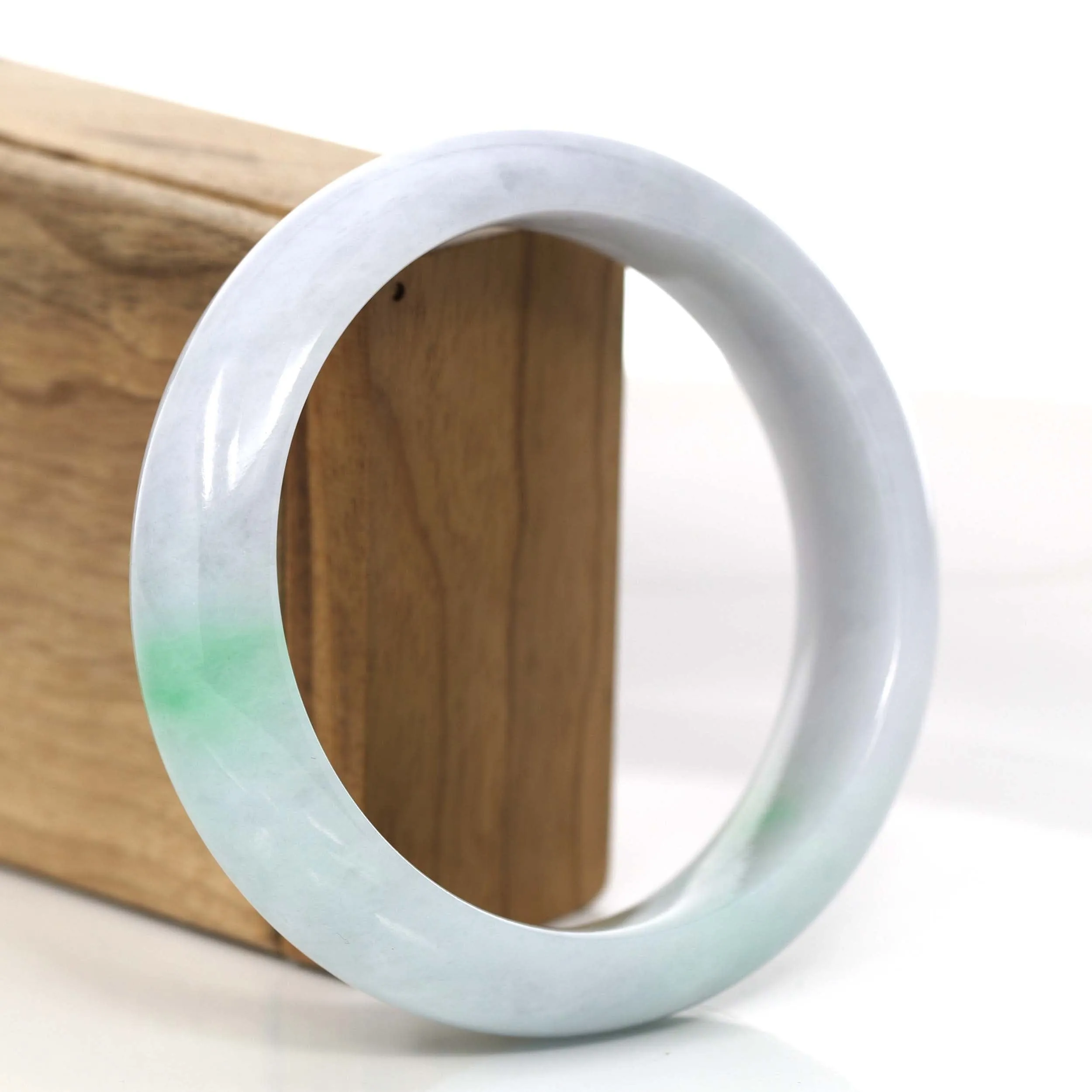 High Quality Natural Light Lavender- Green Jadeite Jade Bangle Bracelet (61.93 mm) #697