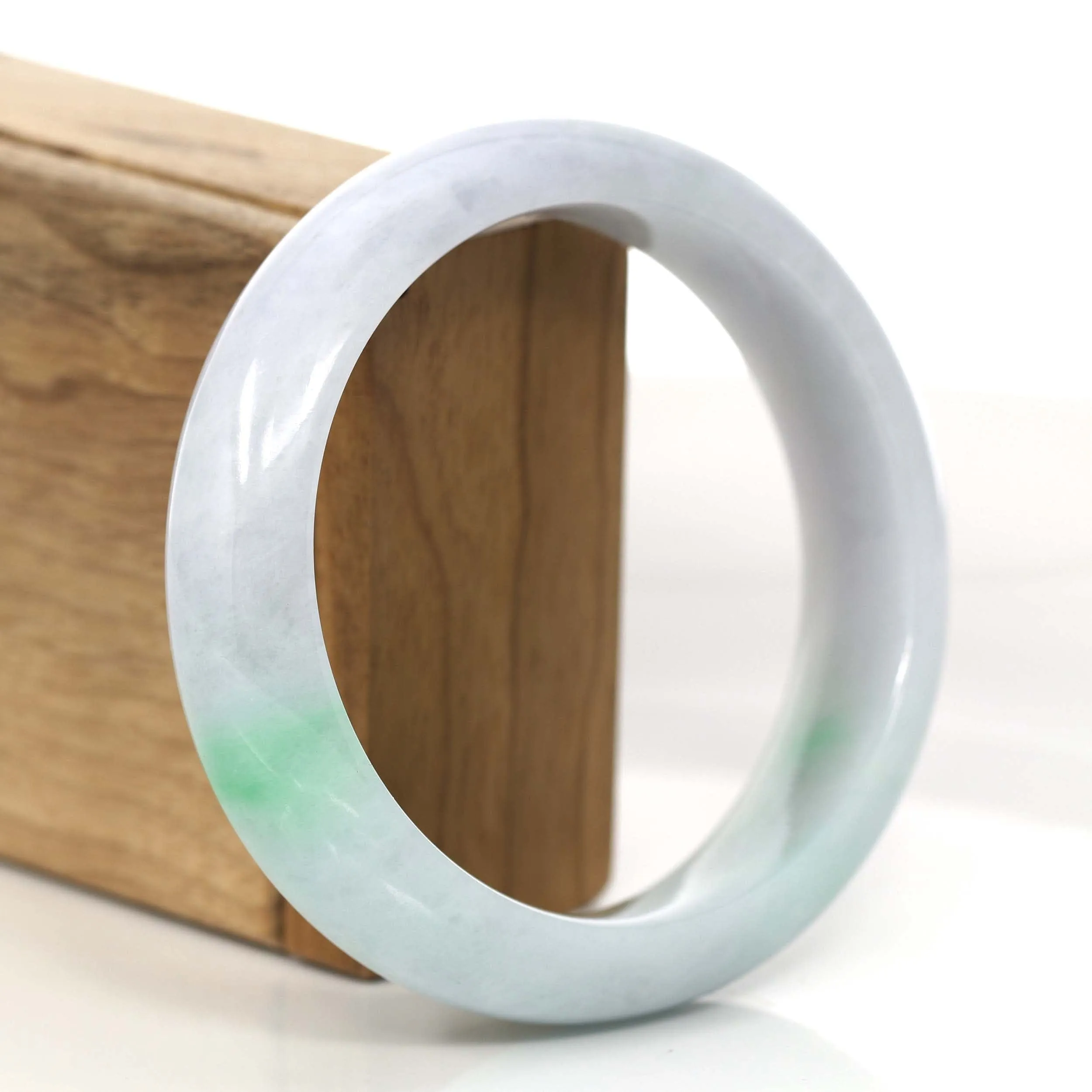 High Quality Natural Light Lavender- Green Jadeite Jade Bangle Bracelet (61.93 mm) #697