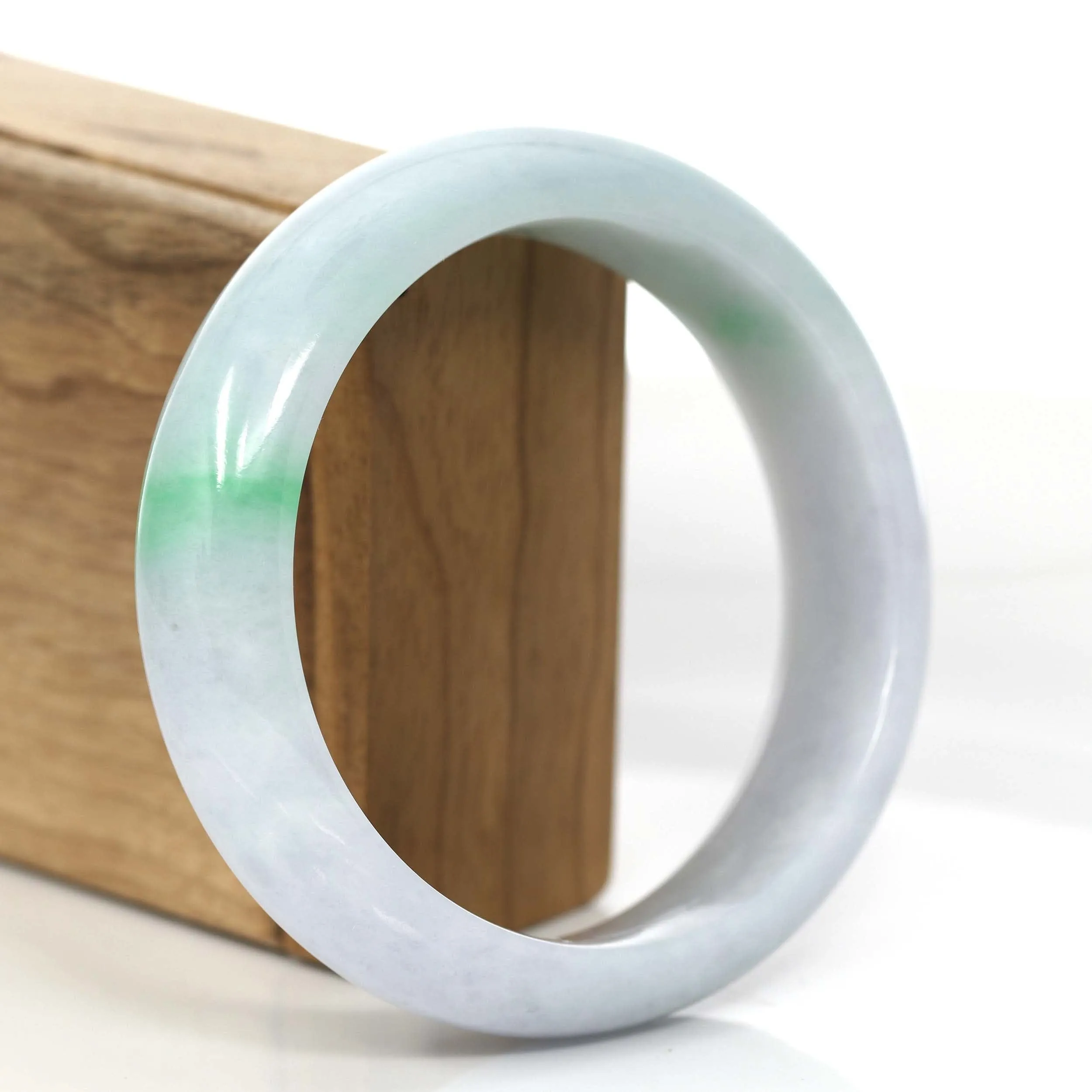 High Quality Natural Light Lavender- Green Jadeite Jade Bangle Bracelet (61.93 mm) #697