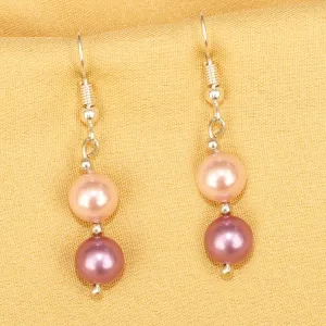 Imeora Pink Purple 8mm Shell Pearl Earrings