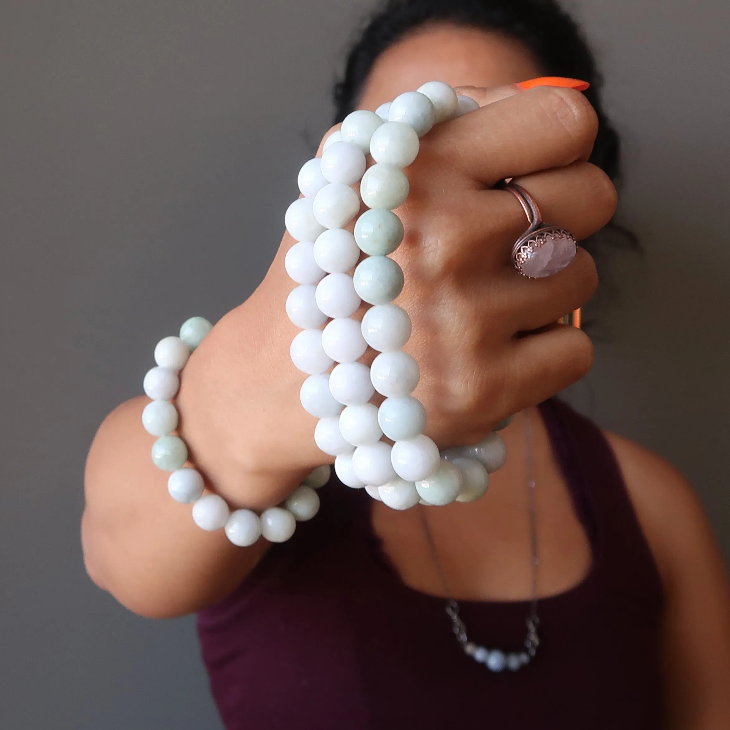 Jade Bracelet Pure Abundance and Spiritual Bliss White Stones