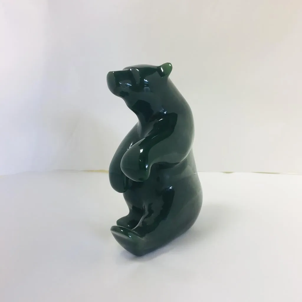 Jade sitting bear, carved by David Wong
