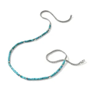 John Hardy 24" Turquoise Heishi Chain Necklace in Sterling Silver