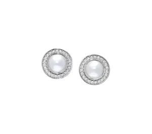 Kelly Waters Sterling Silver Cabochon Pearl & CZ Stud Earrings (SI3321)