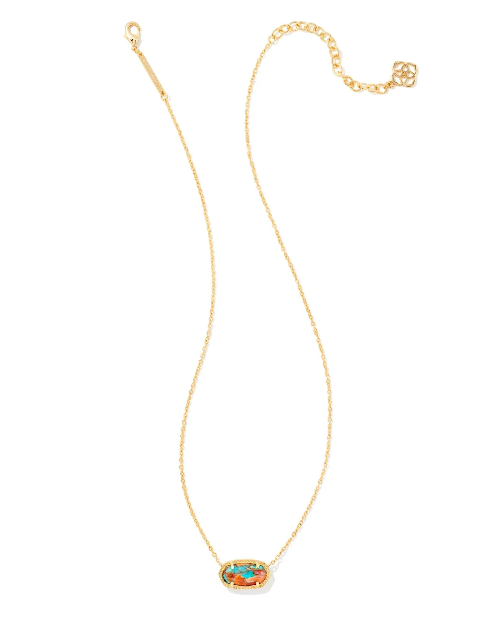 Kendra Scott Elisa Gold Pendant Necklace in Bronze Veined Turquoise Magnesite Red Oyster