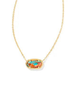 Kendra Scott Elisa Gold Pendant Necklace in Bronze Veined Turquoise Magnesite Red Oyster