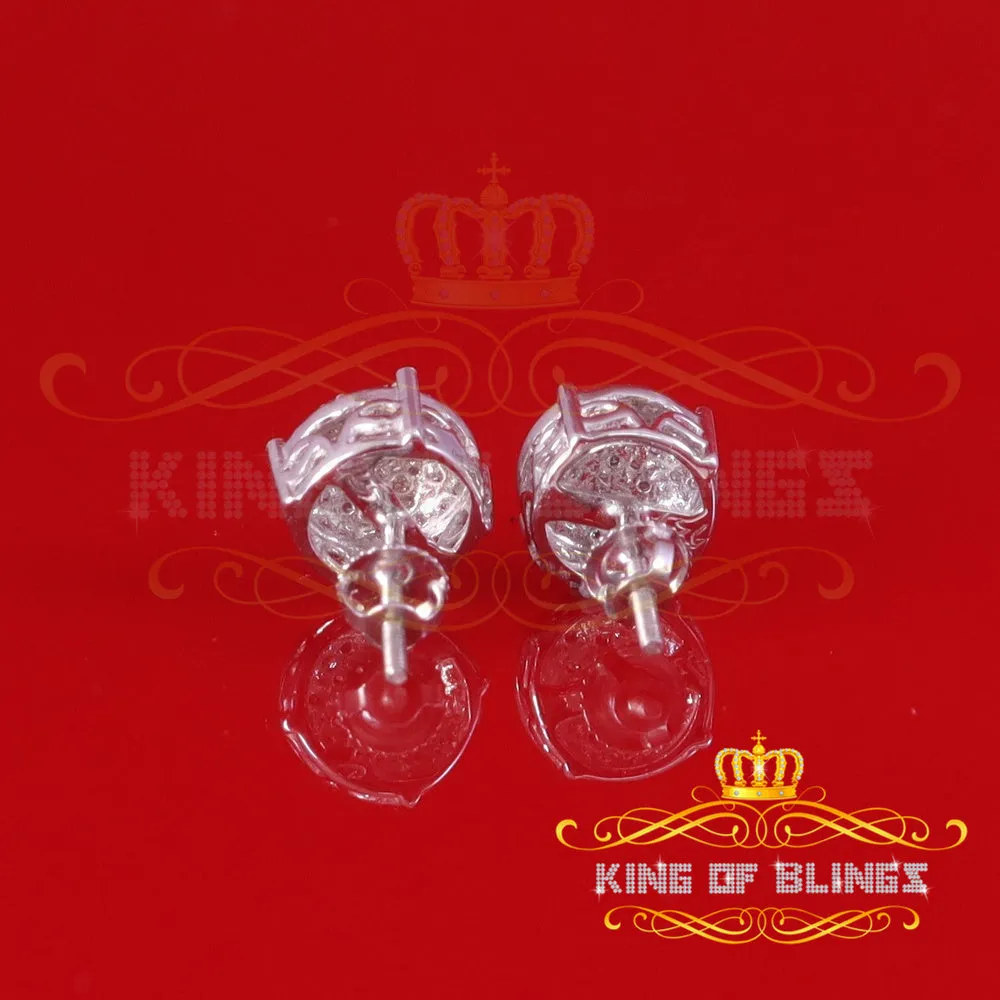 King Of Bling's 0.10ct Diamond 925 Sterling White Silver for Men's & Womens Stud Round Earrings
